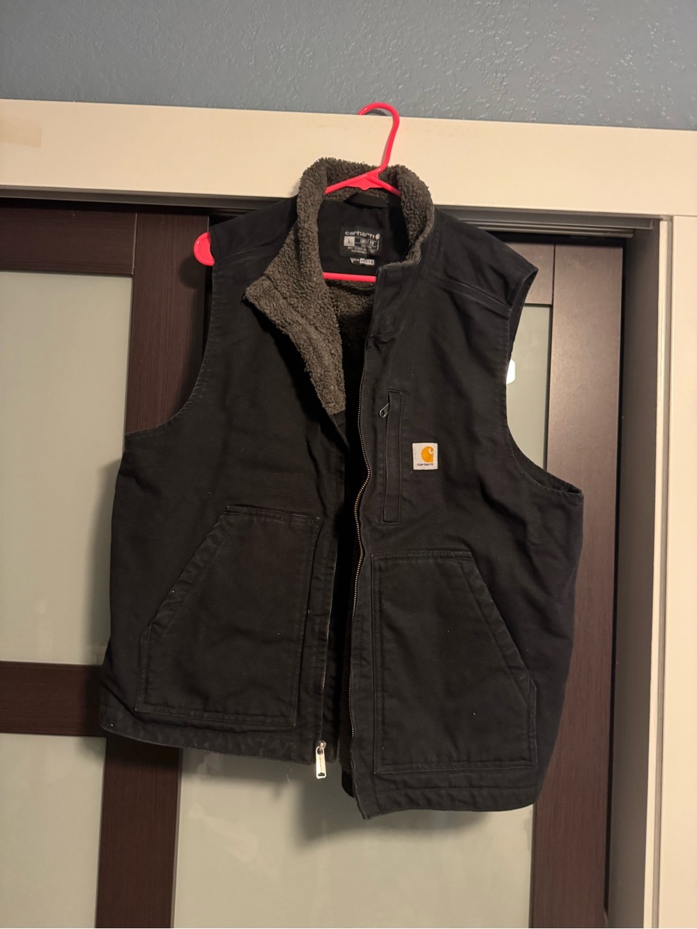 Carhartt Black Exterior with Gray Sherpa-Lined Vest